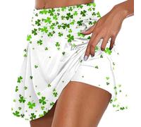 St Patrick's Day Costume Women Green Shamrock Skorts Irish Day Lady Fancy Skorts Clover Print Active Athletic Skort Lightweight Running Mini Skirt 2025 Irish Lucky Shamrock Dress