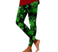 St Patrick's Day Costume Workout Funny Lucky Shamrock Clover Leggings Print Stretchy Irish Parties Tights Pants