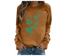 St Patrick's Day Crew Neck Sweatshirt Ladies Yellow, brown, S