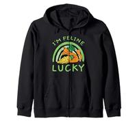 St. Patricks Day Cute Leprechaun Irish Cat I'm Feline Lucky Zip Hoodie