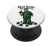 St Patricks Day Dead Inside But Lucky Doctor Skeleton Nurse PopSockets Adhesive PopGrip