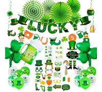 St. Patrick's Day Decoration Set, 69 Pcs St Patricks Day Decorations - St. Patrick’s Day Balloon, St.Patrick's Hanging Swirl & St Patricks Day Hanging Banner Photo Props etc Irish Party Supplies