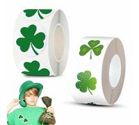 St. Patrick's Day Decorations - 2 Rolls/500 pcs Lucky Clover Stickers, Festive Irish Theme Designs for Men & Women