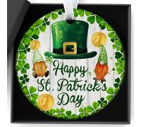 St Patricks Day Decorations Heart Ceramic Plaque with Ornament Assorted Green Designs including Shamrocks Happy St. Patrick's Day Shamrock Decorations Brothers Sisters Bar Holiday Accessories