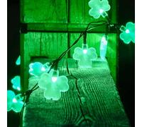 St Patricks Day Decorations Large Shamrocks String Lights Outdoor,50LED Solar Operated Lucky Clover led Lights Indoor,Irish Shamrock St Patrick's Day Decorative Green Lights for Green Day,Home,Garden