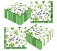 St.Patrick's Day Decorations Napkins, 48Pcs Happy Saint Patrick's Day Party Supplies Green Lucky Shamrock Paper Napkins for St. Patrick's Day Irish Birthday Party,16.5 x 16.5 inch