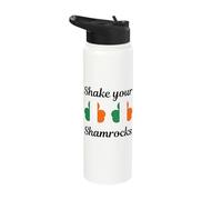 St Patrick's Day Design - Shake Your Shamrocks Irish Slogan Stainless Steel Insulated Water Bottle
