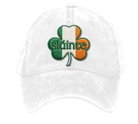 St Patricks Day Distressed Baseball Cap St Patricks Day Accessories Vintage Shamrock Letter Printed Irish Hat Breathable Unisex Cap for St. Paddy’sDay Parade and Family Celebrations White