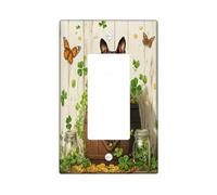 St.Patrick's Day Doberman Dog Decorative Light Switch Cover Plate 1 Gang Single Rocker, Rustic Fun Puppy Electrical Switchplate for Room, Farmhouse Pet Switchcover Switchplate