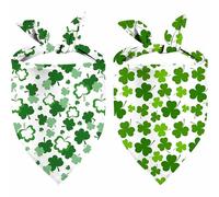 St. Patrick's Day Dog Bandana, 2 Pack Adjustable Holiday Party Pets Saint Patrick Day Bandana Triangle Bibs Lucky Cat Scarf Set