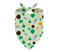St. Patrick's Day Dog Bandana, 4 Leaf Clover Rainbow Lucky Motif Adjustable Triangle Pet Neckerchief, Irish Holiday Puppy Scarf for Small & Medium Dogs