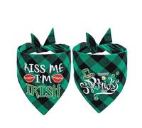 St. Patrick's Day Dog Bandana - Pet Triangle Scarf Classic Plaid Reversible Bibs Kerchief Saliva Towel Set Pet Costume Accessories for Small Medium Large Dogs Cats (Style 2)
