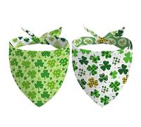 St. Patrick's Day Dog Bandana Reversible 2 Pack, Irish Lucky Shamrock Pet Bandanas for Dog St Patricks Day Adjustable Triangle Scarves for Small Medium Boy Girl Dogs(S)