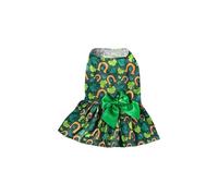 St. Patrick's Day Dog Dress Clover Pattern Tulle Skirt for Small Dog(Dark Green,Small)