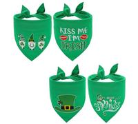St Patrick's Day Dog Triangle Scarf 4pcs Cotton Green | Safe, Cozy, Breathable Wear, Decorative Pattern Design, for Cat Daily Life and Halloween Season