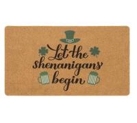 St. Patrick's Day Door Mat, Green Shamrock Clover Front Door Mat, Irish Holiday Coir Doormat for Home Indoor Outdoor Entrance 17 x 29 Inch