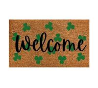 St Patricks Day Door Mat, Irish Green Clover Leprechaun Gnome Outdoor Mat for Front Door, Shamrock Clover Non Slip Welcome Doormat for Entrance Entryway Outside Home Decor (C)