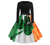 St Patricks Day Dress Women UK,Green Sleeveless Paddy's Day Fancy Dress,2024 Irish Lucky Shamrock Dresss,Vintage Spaghetti Strap Dresses Ladies Leprechaun A Line Swing Party Dresses