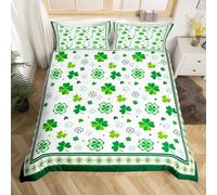 St. Patrick's Day Duvet Cover Set Super King Size, Lucky Clovers Comforter Cover with 2 Pillowcases, Green Shamrocks Bedding Set 3pcs for Kids Boys Girls Bedroom Decor Lightweight Bedspread Cover