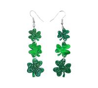 St Patricks Day Earrings for Women, Acrylic Green Shamrock Dangle Hoop Earrings, Irish Good Luck Four Leaf Clover Jewellery Accessories