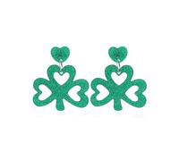 St. Patrick's Day Earrings for Women Acrylic Irish Shamrock Dangle Earrings Green Clover Drop Earrings Layered Shamrock Heart Earrings Holiday Accessories Jewelry Gifts, Acrylic, No Gemstone