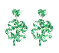 St Patricks Day Earrings for Women Acrylic Shamrock Dangle Earrings Irish Green Hat Clover Earrings Saint Patricks Day Accessories, One Size, Alloy Steel, No Gemstone