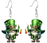 St Patrick's Day Earrings for Women - Cute Lucky Clover Gnome Rabbit Bowknot Dangle Earrings, Festive Holiday Party Fashion Jewelry Accessories, M, Acrylic, No Gemstone