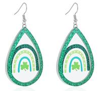 St Patrick's Day Earrings for Women Glitter Shamrock Gnome Dinosaur BeerDrop Dangle Earrings Lucky Irish Festival Jewelry Gifts, Acrylic, No Gemstone