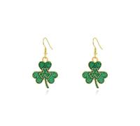 St Patrick's Day Earrings for Women,Gold Irish Shamrock Earrings Green Good Luck Charm Clover Dangle Earrings Funny Green Hat Festival Party Luck ewelry, L, Acrylic, No Gemstone