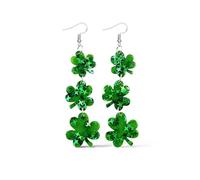 St Patricks Day Earrings for Women Green Beaded Shamrock Dangle Lucky Four Leaf Clover Accessories Irish Holiday Parade Outfit Festive Jewelry Costume Sets Handcrafted Lucky Charm Jewelry, Metal, No