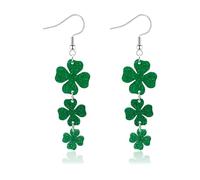 St. Patrick's Day Earrings for Women Irish Lucky Shamrock Acrylic Dangle Earrings Green Clover Drop dangling Earrings for Teen Girls Irish Festival, Acrylic, No Gemstone