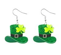 St Patrick'S Day Earrings For Women,Shamrock Dangle Earrings St Patricks Day Accessories Jewelry Gift For Party Lucky Leprechaun Costume St Patricks Day Outfits Irish Fancy Dress Accessories