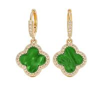 St. Patrick's Day Earrings,Green Four-Leaf Clover Drop Diamond Earrings,Lucky Simple Diamond Green Leaf Dangle Earrings,for Women St. Patrick's Day Irish Party Gift