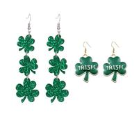 St Patricks Day Earrings Green Leaf Earrings for Women Irish Shamrock Acrylic Dangle Earrings Green Hat Clover Horseshoe Drop Earrings Lucky Jewelry Accessories for Irish Festival, Medium, Acrylic, No