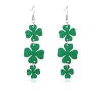 St Patricks Day Earrings Green Leaf Earrings for Women Irish Shamrock Acrylic Dangle Earrings Green Hat Clover Horseshoe Drop Earrings Lucky Jewelry Accessories for Irish Festival, M, Acrylic, No