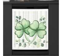 St.patrick's Day Eucalyptus Clover Leaves Dishwasher Magnet Cover Sticker for Kitchen Appliance Decor,Reusable Magnetic Refrigerator Covers Fridge Panel Decal