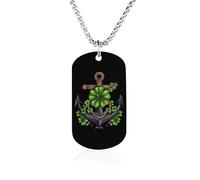 St Patricks Day Four Leaf Clover Boat Anchor_pixian_ai Titanium-Steel Necklace Adjustable Pendant Jewelry for Women Men Gifts