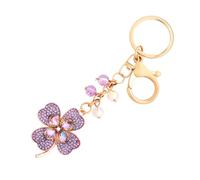 St. Patrick's Day Four Leaf Clover Keychain Rhinestone Car Keys Keychain Lucky Charm for Gifts and Party Decor (Purple)