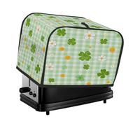 St. Patricks Day Four Leaves Flowers On Checkered Toaster Cover 4 Slice Dust Cover for Bread Machine,Small Kitchen Appliance