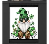 St.patrick's Day Funny Gnome Green Dishwasher Magnet Cover Sticker for Kitchen Appliance Decor,Reusable Magnetic Refrigerator Covers Fridge Panel Decal