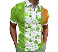St. Patrick's Day Funny Polo Shirts for Men Regular Fit 4-Way Stretch Short Sleeve Moisture Wicking Outdoor Sport Casual Golf Tennis T-Shirts