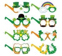 St Patrick's Day Glasses 8PCS,Funny Paper Glasses Irish Shamrock Fiesta Glasses，Irish Decorative Glasses