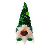 St. Patrick's Day Gnome - Handmade Scandinavian Tomte Lucky Leprechaun Plush | Festive Irish Elf Decoration, Green Hat Clover Accents, Shelf Keeper Ornament