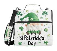 St. Patrick's Day Gnome My Day 1.5-Inch 3-Ringing School Zipper Binder with Handle and Removable Shoulder Strap Laege Capacity Document Binder Organizer for Middle School