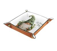 St. Patrick's Day Gnome Portable Dice Rolling Tray, Microfiber Leather Dice Holder Game Box for D&D, RPG, Table Games or Desktop Phone Key Storage