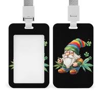 St. Patricks Day Gnome Weed Funny ID Badge Holder with Lanyard Name Card Holders for Work Nurse Teacher