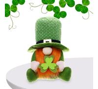 St Patricks Day Gnomes - Green Shamrock Tier Tray Orament For Irish Holiday Decor, Faceless Leprechaun Figures | Swedish Tomte Collector's Shelf - For Home Celebration Festival Room Disp