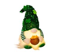 St Patricks Day Gnomes, Lucky Green Dwarf Gnomes Decorations For Home with LED Lights, Table Ornament, Scandinavian Tomte St Patricks Day Decorations For Home, Offices