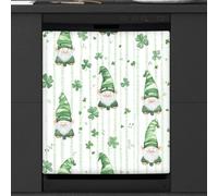 St.patrick's Day Gnomes Shamrocks Four Leaves Dishwasher Magnet Cover Sticker for Kitchen Appliance Decor,Reusable Magnetic Refrigerator Covers Fridge Panel Decal