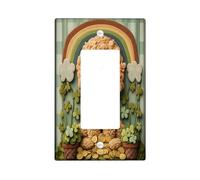 St.Patrick's Day Golden Doodle Dog Decorative Light Switch Cover Plate 1 Gang Single Rocker, Knitting Puppy Electrical Switchplate, Country Pet Pattern Electrical Faceplate for Room